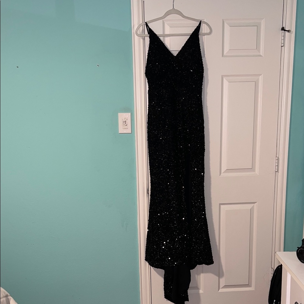 Chic Black Sequin Maxi Dress